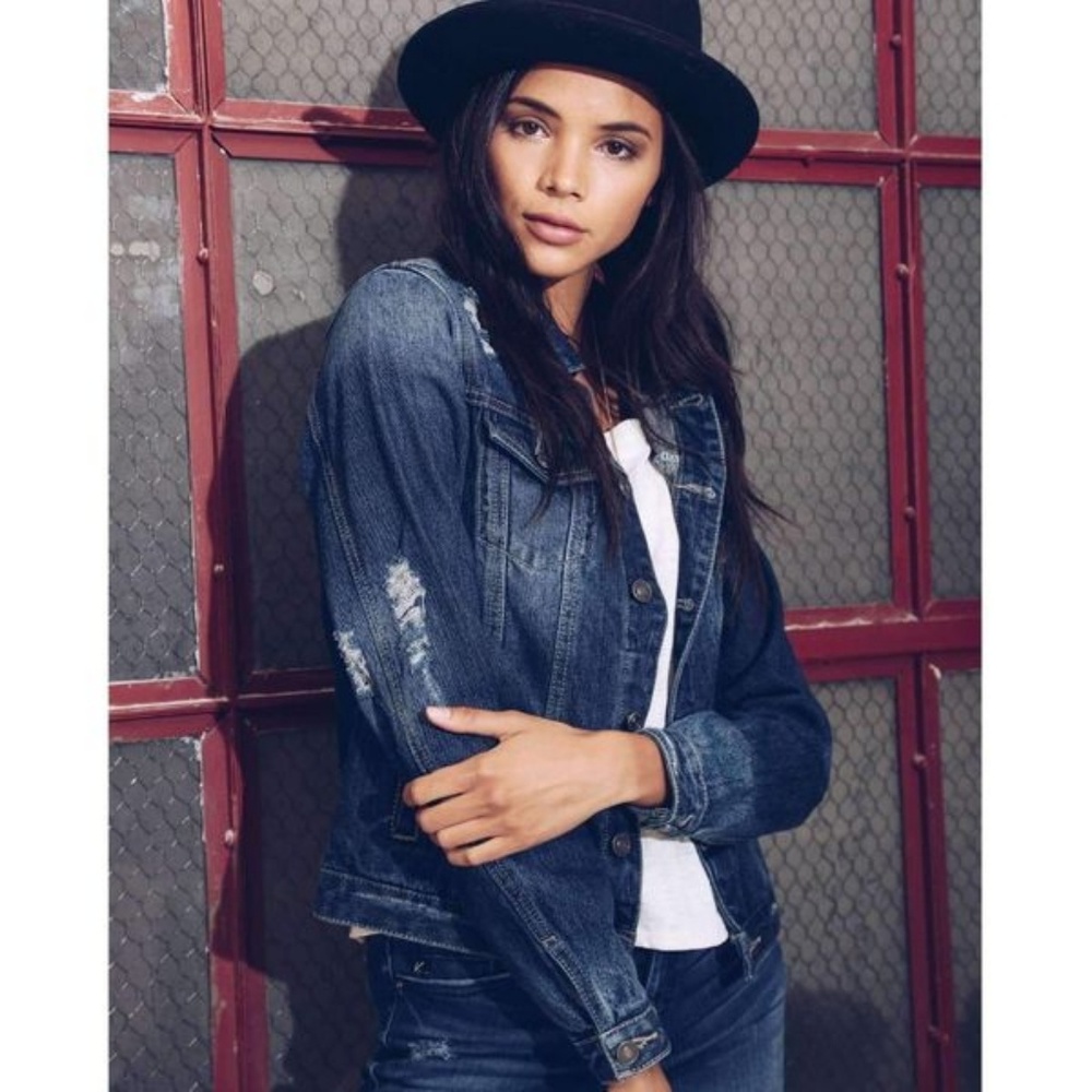 KanCan Distressed Denim Jacket - Picture 2 of 3